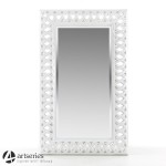 Białe lustro w zdobionej ramie stylowej - wiszące - duże - 93315