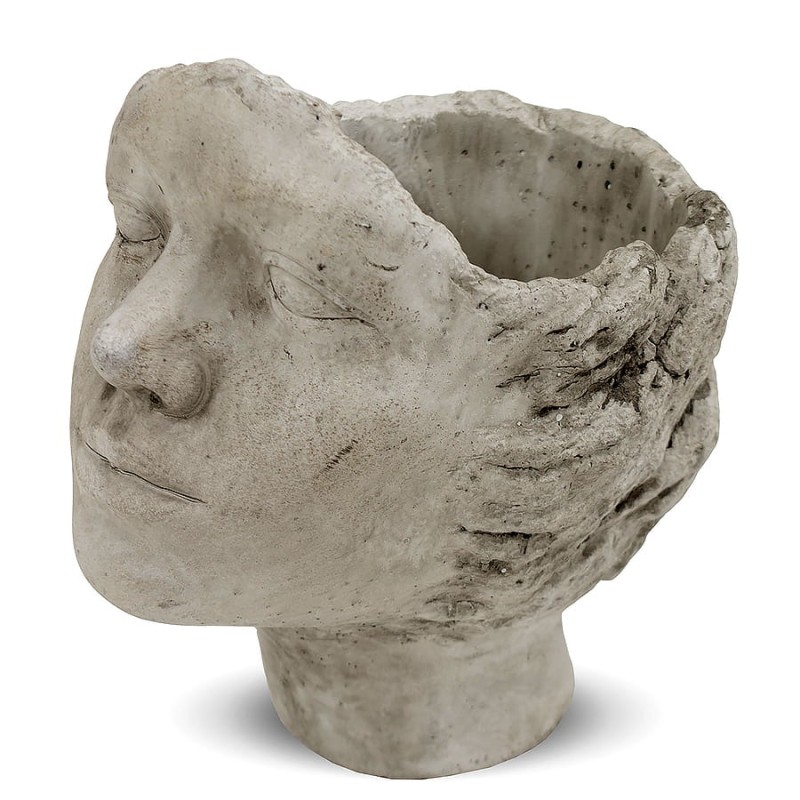 Szara osłonka na doniczkę w kształcie głowy 119683