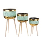 Komplet trzech złotych osłonek na doniczkę 139301