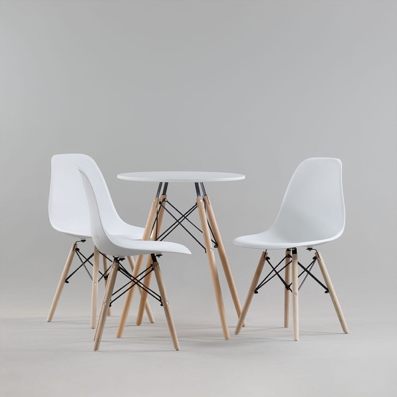 Tanie meble białe, stół z krzesłami