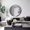 Czarne lustro okrągłe, loftowe minimalistyczne