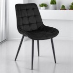 Krzesło Tapicerowane Velvet Welurowe Czarne Eleganckie Duże W003KC