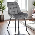 Krzesło Tapicerowane Velvet Welurowe Szare Eleganckie Duże W003KS