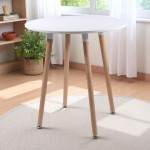 Stół jadalniany okrągły skandynawski 70cm stolik kawowy biały S011B