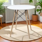 Biały stół okrągły 70cm jadalniany skandynawski do salonu kuchni
