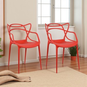 Krzesła Ażurowe x2 Czerwone Fotele Do Domu Ogrodu