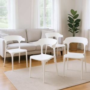 Zestaw Krzeseł Ogrodowych - Nowoczesne Białe Plastikowe Krzesło x4 