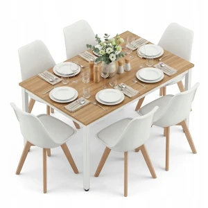 Stół Prostokątny Skandynawski AŻ 120x70 +6 KRZESEŁ ZESTAW Do Salonu Jadalni
