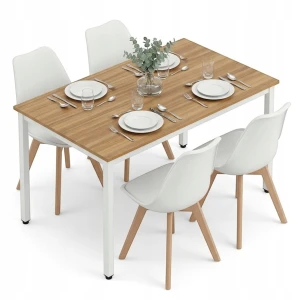 Stół Prostokątny Jadalniany 120x70 do Kuchni Salonu Jadalni 4 KRZESŁA BIAŁE