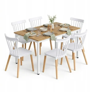 Stół Prostokątny AŻ 120x70 Skandynawski do Jadalni Kuchni Salonu +6 KRZESEŁ