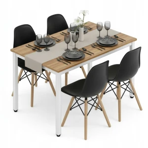 Stół Prostokątny 120x70 do Jadalni Kuchni Salonu + 4 Krzesła Czarne ZESTAW