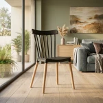 Krzesło Czarne klasyczne do salonu kuchni skandynawskie D001C