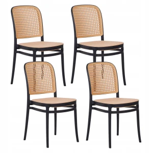 Krzesło Ażurowe LOFT Czarne Skandynawskie Do Salonu Jadalni Kuchni Ogród x4