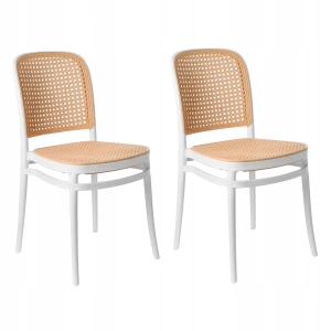 Krzesło Ażurowe Białe Boho Skandynawskie Krzesła do Salonu Kuchni Ogrodu x2