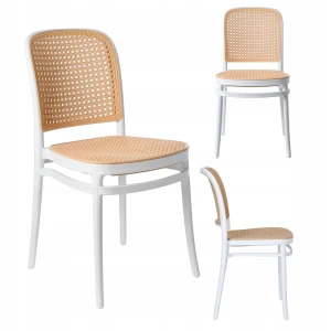 Krzesło Ażurowe Skandynawskie Białe Plastikowe Boho do Salonu Kuchni Ogrodu