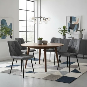 4x Krzesło Welurowe Szare Tapicerowane ZESTAW Krzesła Fotele Glamour Salon W001RDGX4