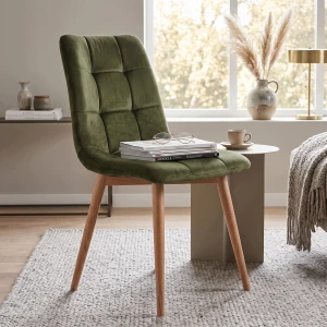 Krzesło Welurowe Zielone Tapicerowane Velvet Stylowe Glamour Do Salonu LOFT