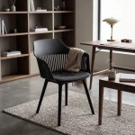 Czarne krzesło ażurowe nowoczesne LOFT Fotel z poduchą do salonu jadalni