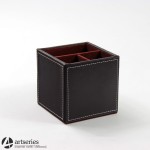 Organizer na biurko obity ekoskórą, przybornik do biura 90258