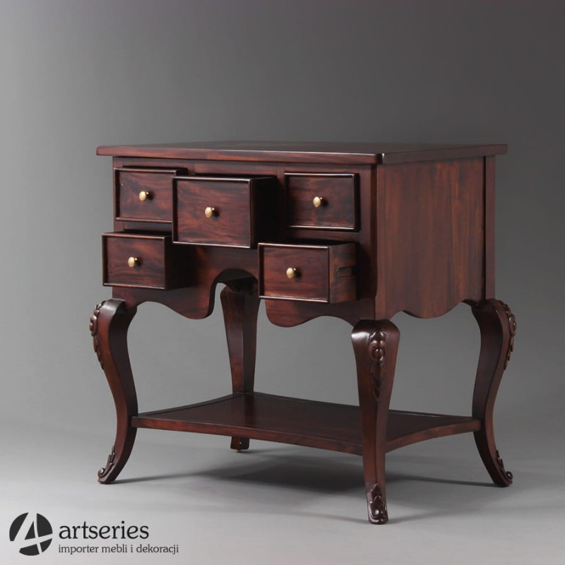 Stylowy stolik z szufladami z pełnego drewna - 2