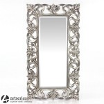 Wielkie, lustro w srebrnej, stylizowanej ramie 78673
