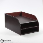 Podwójny przybornik do postawienia na biurku z ekoskóry 90255