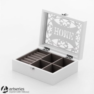 Szkatułka na biżuterię - ażurowa w kolorze białym 667048