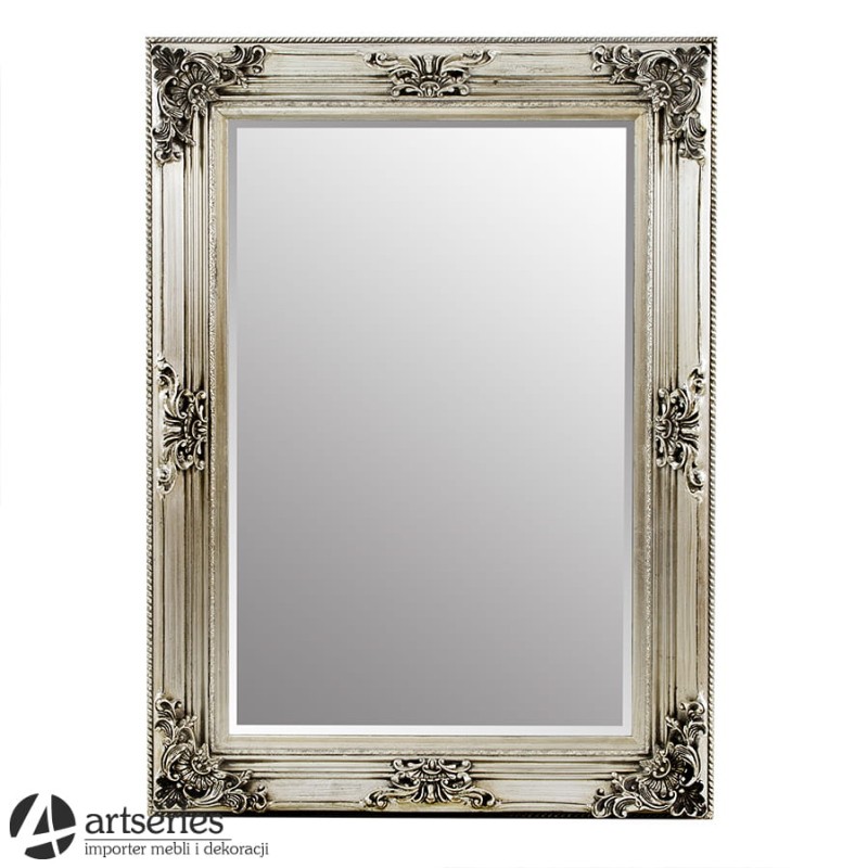 Wiszące lustro w srebrnej ramie 123010