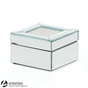 Mała, kwadratowa szkatułka w srebrnym kolorze 113999